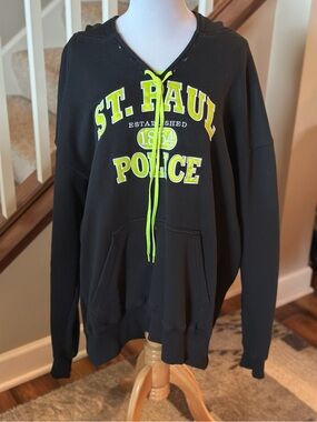 St. Paul Police Black Hoodie Sweatshirt with Neon Yellow Accents - D1009